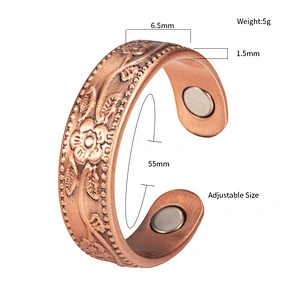Wollet Magnetic Copper Ring Arthritis Women Pure Copper Rings for Women Adjustable Health with 3PCS Magnets