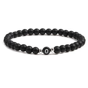 Wollet fashion black small natural lava rock stone bead bracelet
