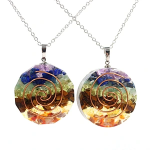 Wollet Natural Crystal Organ Double Spiral Chakra Power Stone Pendant