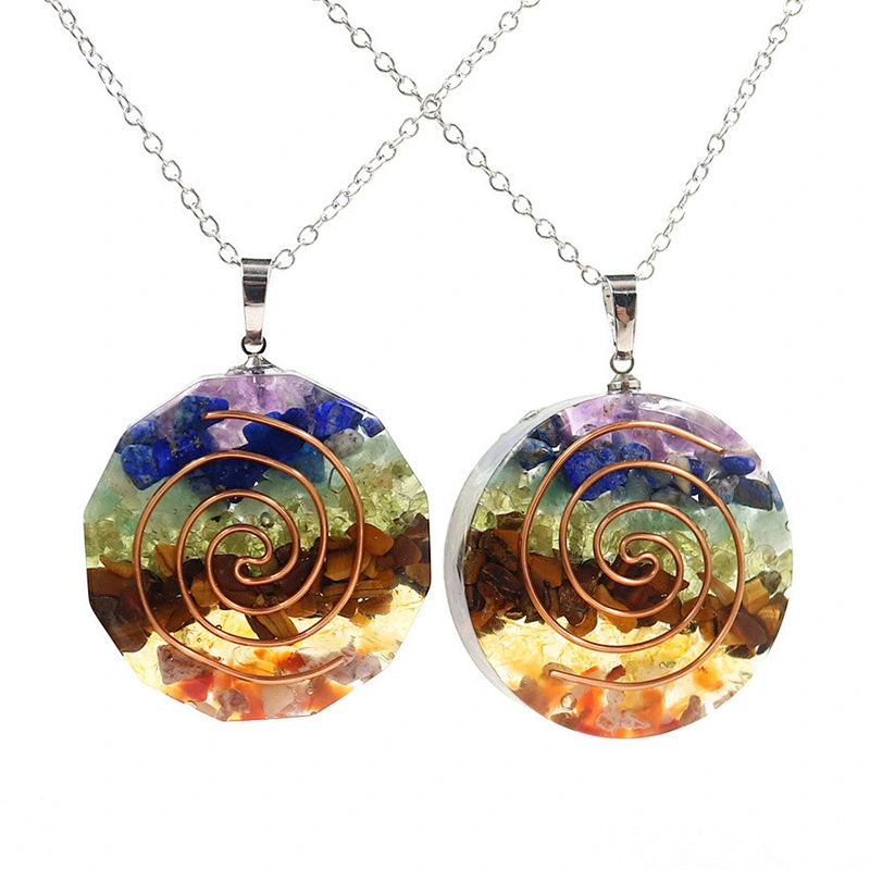 Wollet Natural Crystal Organ Double Spiral Chakra Power Stone Pendant