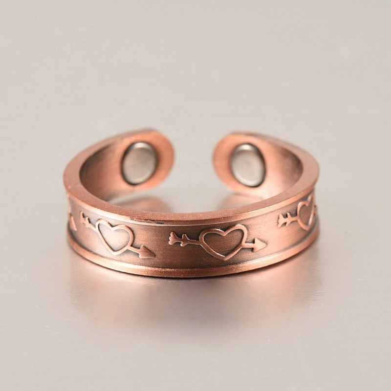 Wollet Magnetic Copper Ring Arthritis Women Pure Copper Rings for Women Adjustable Health with 3PCS Magnets