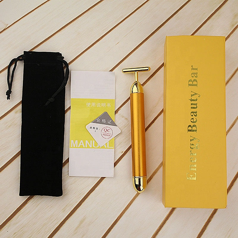 Wollet 24K Gold Beauty Stick Eco-friendly Electric T-shaped Facial Massager
