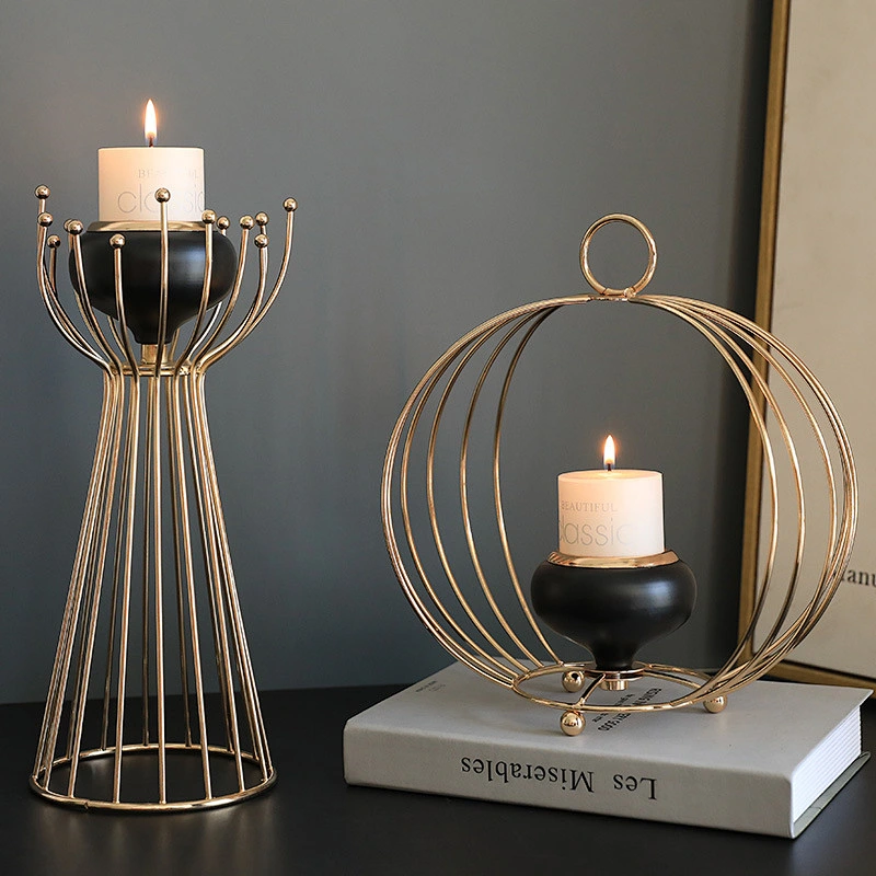 Wollet Fashionable Home Candlelight Dinner Decoration Ornaments Metal Iron Candle Holder