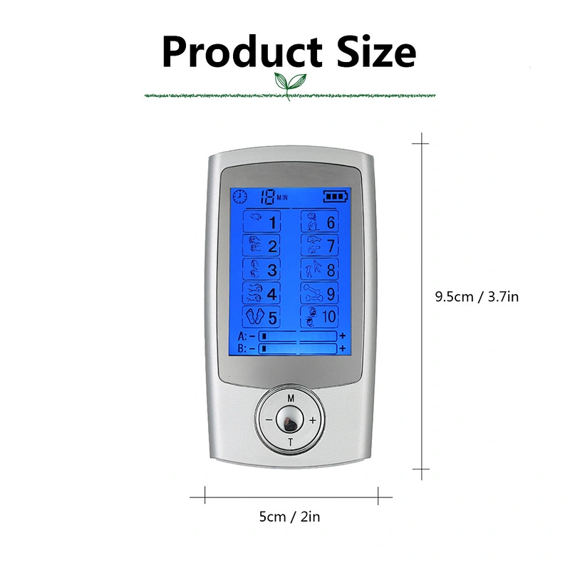 Wollet Tens Unit Machine Pulse Massage 10 Massage Modes Rechargeable Pain Relief Muscle Stimulator Massager with 4 Pads
