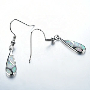 925 Sterling Silver White Opal Drop Earrings Delicate Silver Earrings