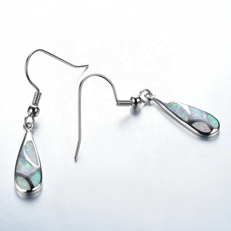 925 Sterling Silver White Opal Drop Earrings Delicate Silver Earrings