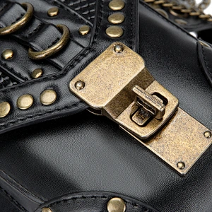 Wollet Ladies One Shoulder Crossbody Waist Bag Steampunk Retro Motorcycle Bag