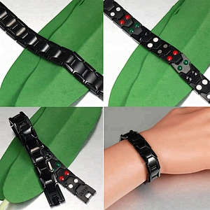 Health magnetic black double bio magnetic titanium bracelet