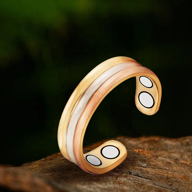 Wollet Magnetic Copper Ring Arthritis Women Pure Copper Rings for Women Adjustable Health with 3PCS Magnets