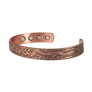 Embossed Floral Copper Blood Pressure Magnetic Bracelet