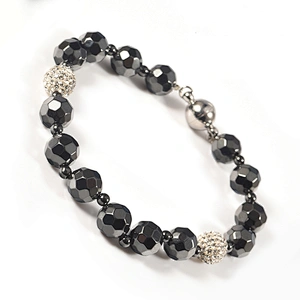 Wollet Fashion Multi-Faced Hematite Magnetic Shambhala Bead Bracelet