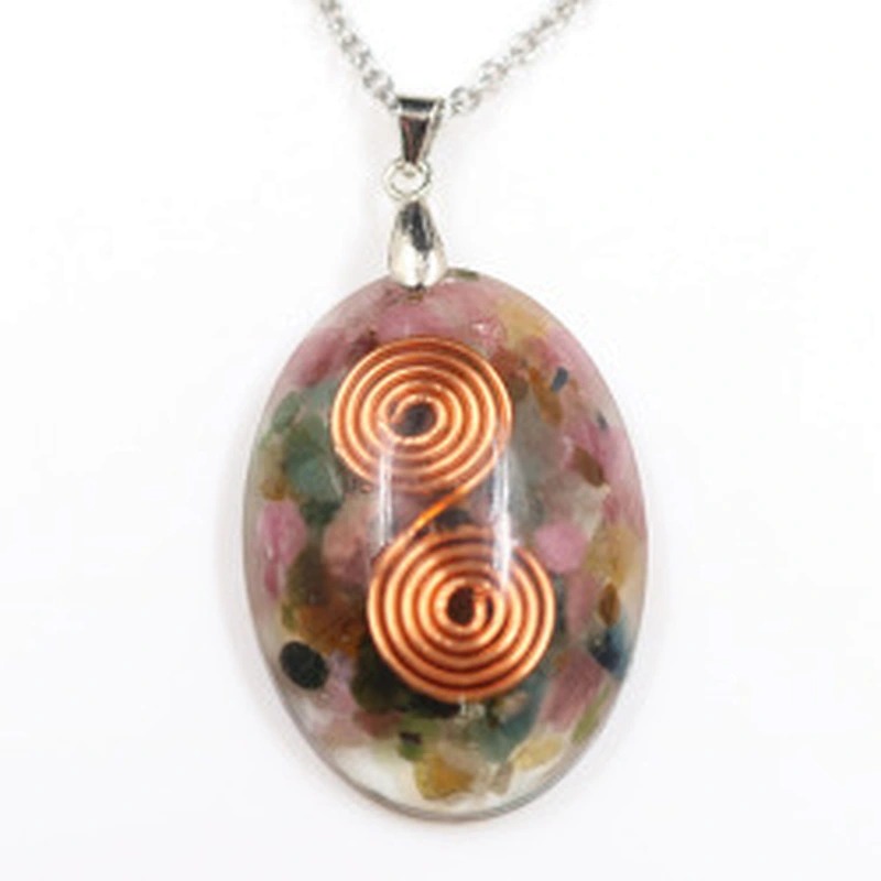 Wollet Natural Crystal Organ Double Spiral Chakra Power Stone Pendant