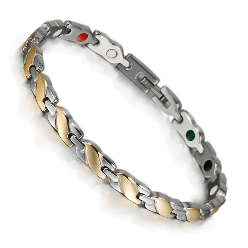 Wollet Hight polished & brushed gold plated stainless steel bracelet