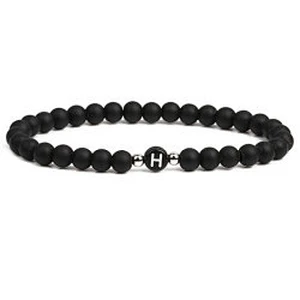 Wollet fashion black small natural lava rock stone bead bracelet