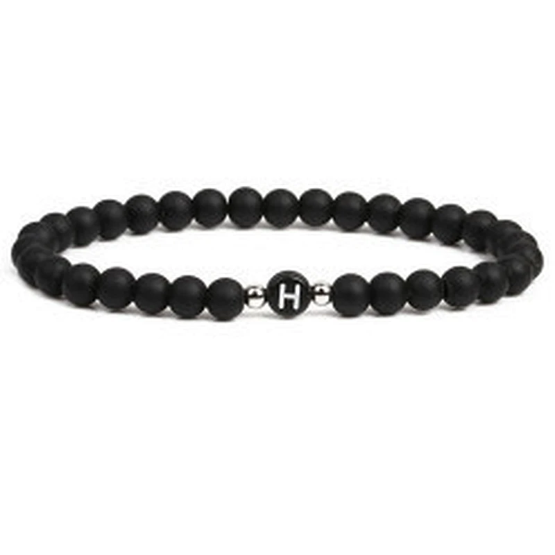 Wollet fashion black small natural lava rock stone bead bracelet