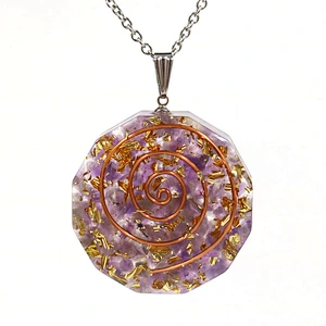 Wollet Natural Crystal Organ Double Spiral Chakra Power Stone Pendant