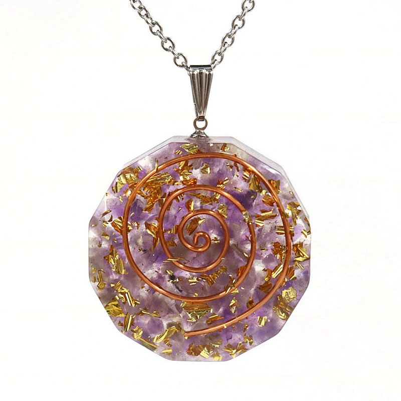 Wollet Natural Crystal Organ Double Spiral Chakra Power Stone Pendant