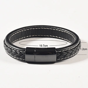 Wollet High Polished Germanium Bio Magnetic Energy Real Leather Bracelet