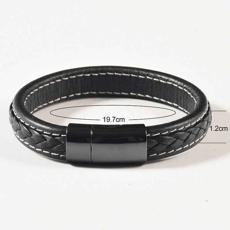 Wollet High Polished Germanium Bio Magnetic Energy Real Leather Bracelet