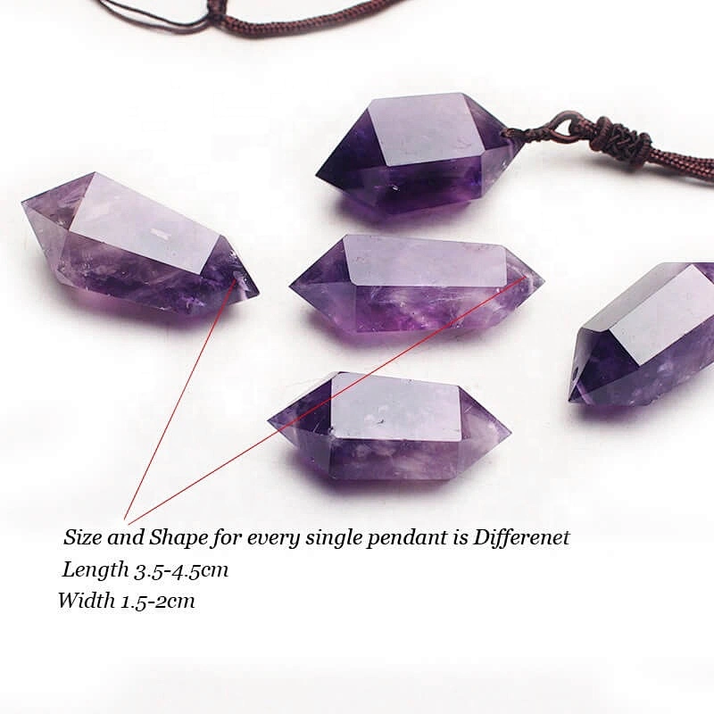 Wollet Men Women Healing Natural Stone Amethyst Necklace