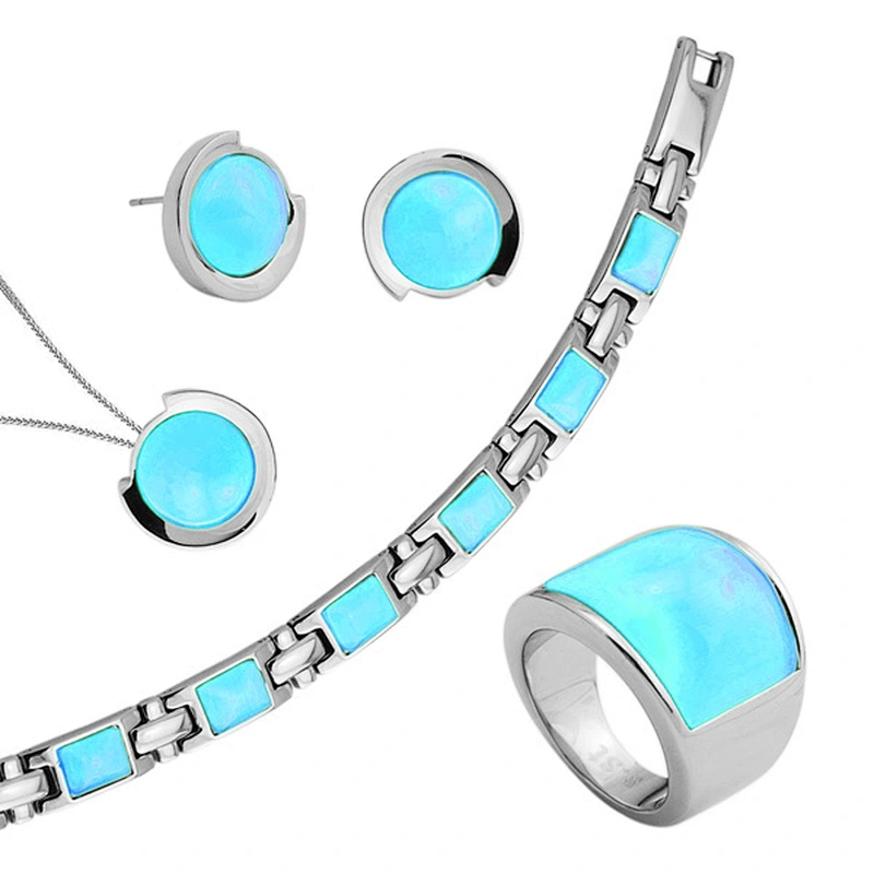 2018 New Design women colorful cat eye Stainless Steel fashion costume jewelry set