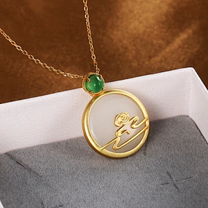Wollet S925 Silver Ladies Ethnic Style Xiangyun Hetian Jade Pendant