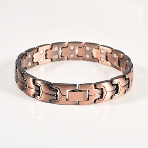 Wollet Fashion Wholesale Black Plated Health Balance Bio Magnetic Men Copper Bracelet