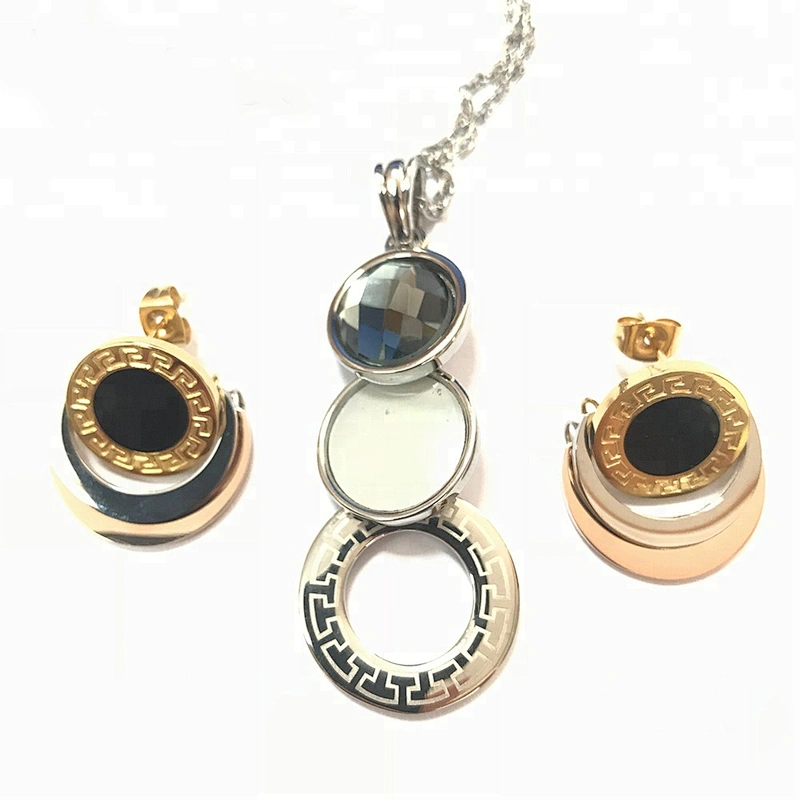 Wollet Fashion Magnetic Energy Pendant Earring Stainless Steel Jewelry Set
