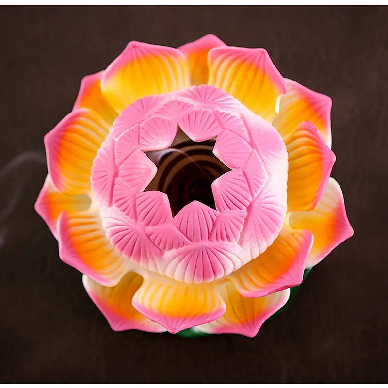 Wollet Home Interior Zen Decoration Ceramic Color Lotus Incense Burner Aromatherapy Burner Crafts