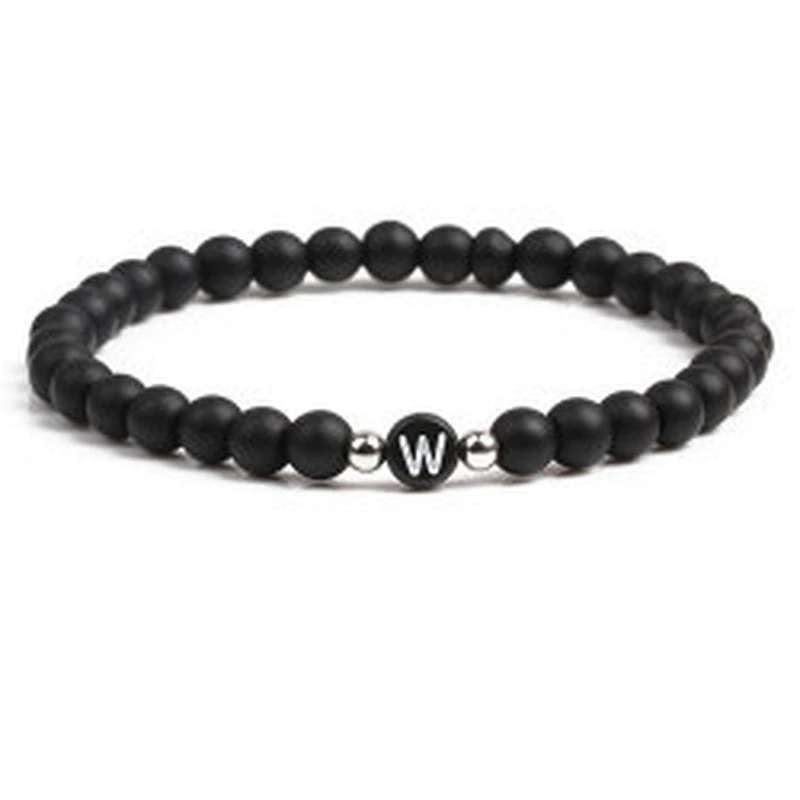 Wollet fashion black small natural lava rock stone bead bracelet