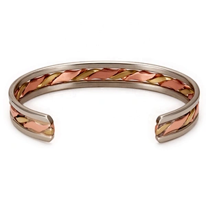 Wollet Mens Pure Copper Bangle  Arthritis Pain Relief Therapy Healthy Copper Magnetic Bracelet