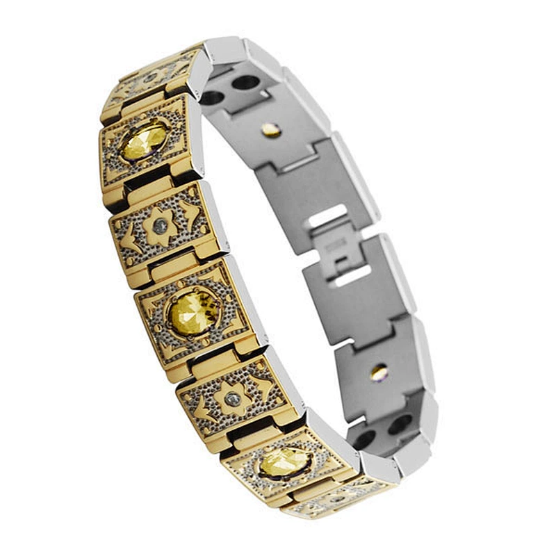 Yellow Topaz Gold Tone Stainless Steel Bracelet Import Jewelry From China