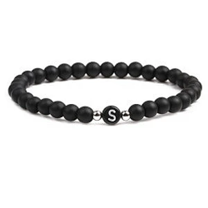 Wollet fashion black small natural lava rock stone bead bracelet