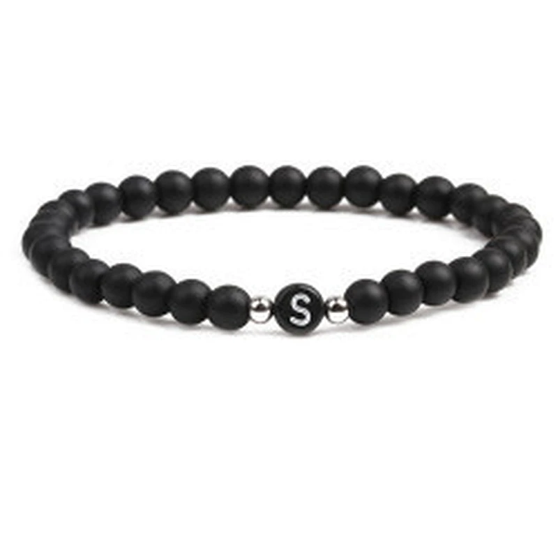 Wollet fashion black small natural lava rock stone bead bracelet