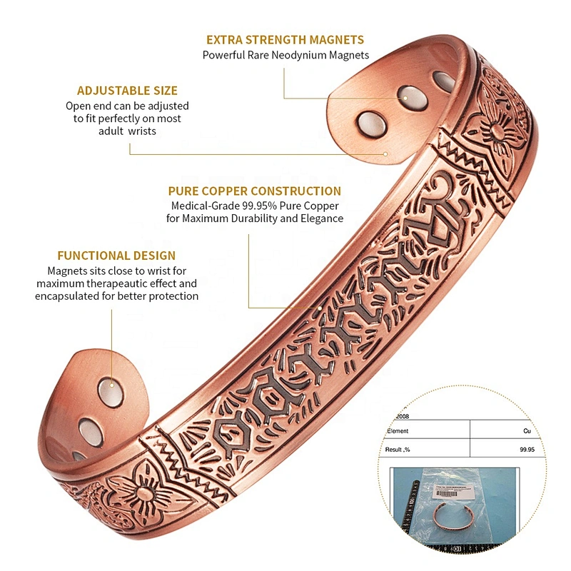 China factory fashion designs FACTORY PRICES copper magnetic bracelets benefits