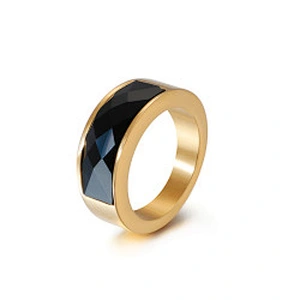 Wollet Classic Retro Multicolor Wedding Ring Crystal Glass Stainless Steel Ring