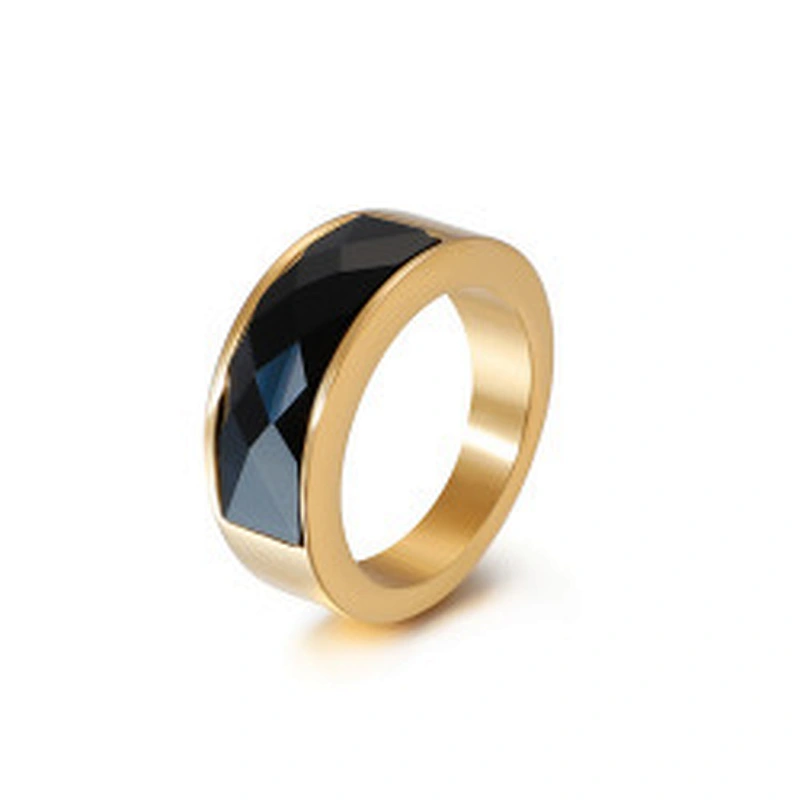 Wollet Classic Retro Multicolor Wedding Ring Crystal Glass Stainless Steel Ring