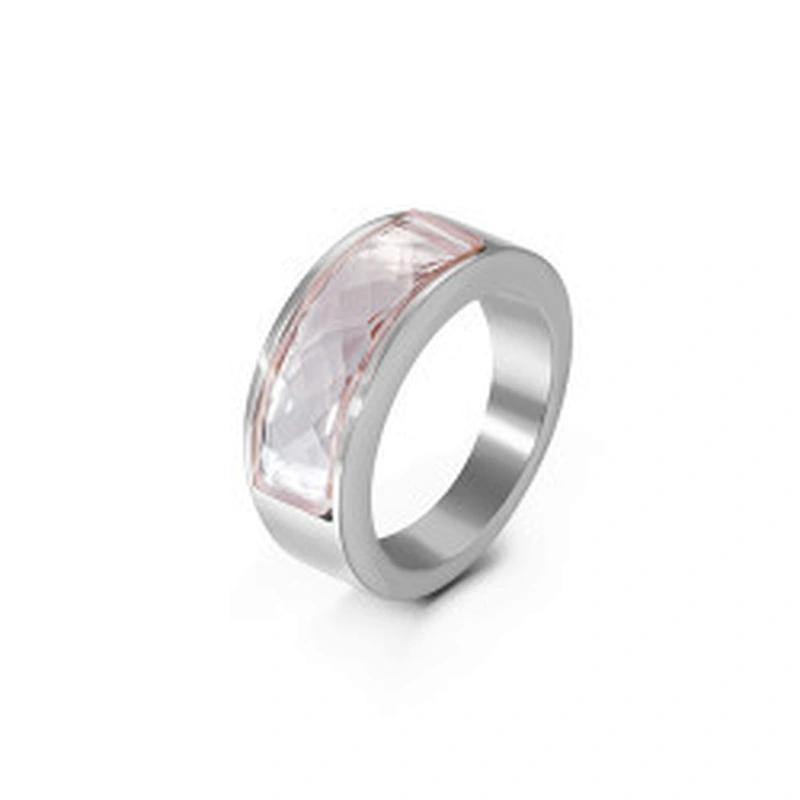 Wollet Classic Retro Multicolor Wedding Ring Crystal Glass Stainless Steel Ring