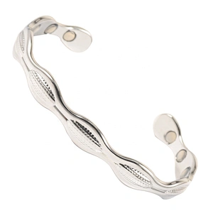 Wollet Pure Silver Bangle for Men  Arthritis Pain Relief Therapy Healthy Copper Magnetic Bracelet