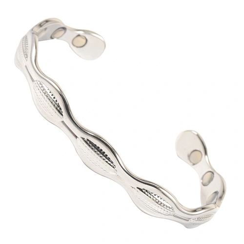 Wollet Pure Silver Bangle for Men  Arthritis Pain Relief Therapy Healthy Copper Magnetic Bracelet