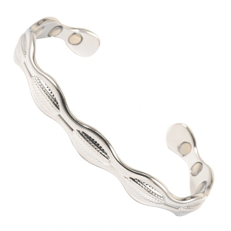 Wollet Pure Silver Bangle for Men  Arthritis Pain Relief Therapy Healthy Copper Magnetic Bracelet