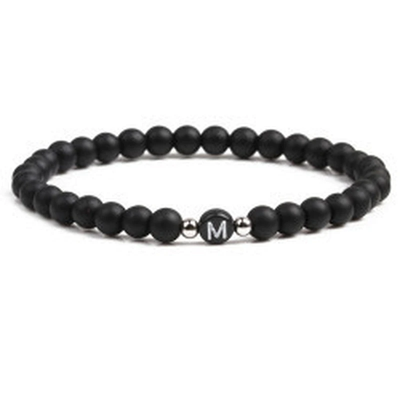 Wollet fashion black small natural lava rock stone bead bracelet