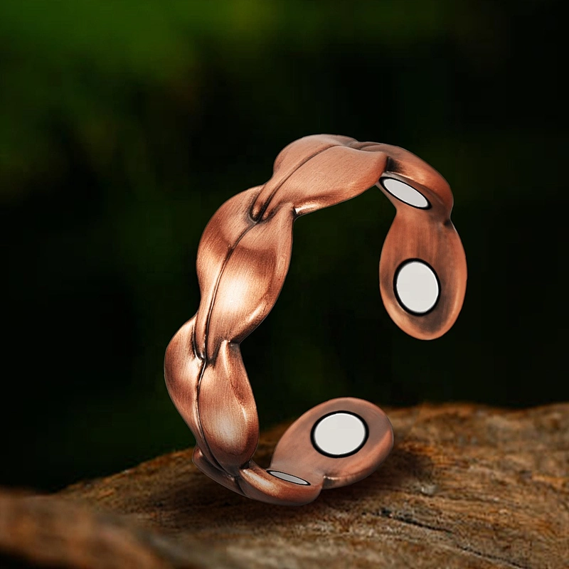 Wollet Magnetic Copper Ring Arthritis Women Pure Copper Rings for Women Adjustable Health with 3PCS Magnets