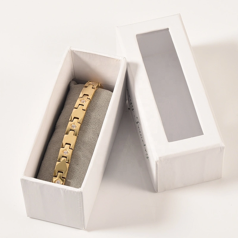 Wollet Fashion Multi-Faced CZ Stone Gold Plated 5 in 1 Health Element Tungsten Bracelet