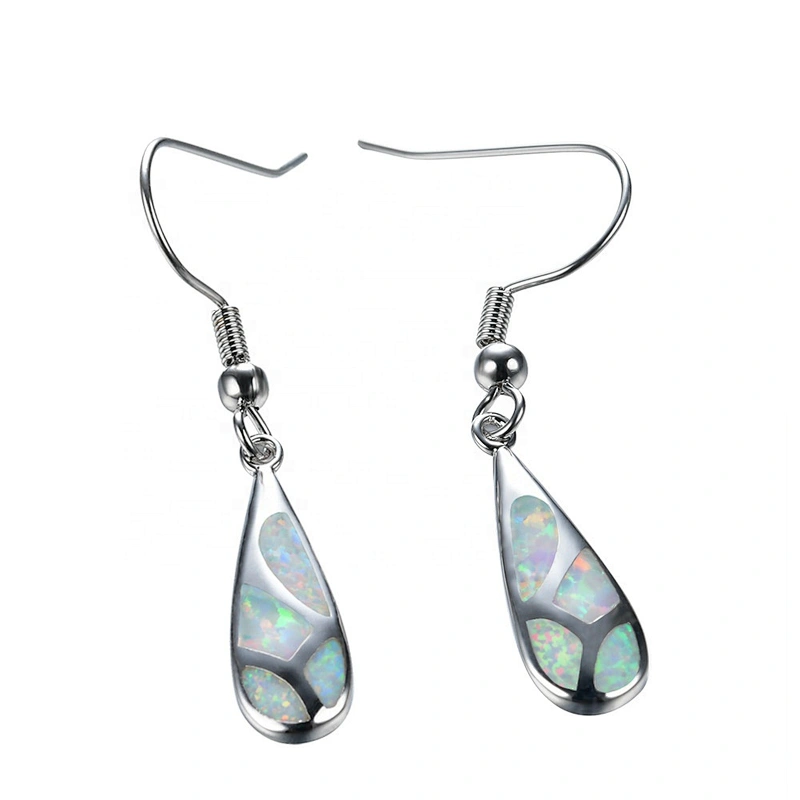925 Sterling Silver White Opal Drop Earrings Delicate Silver Earrings