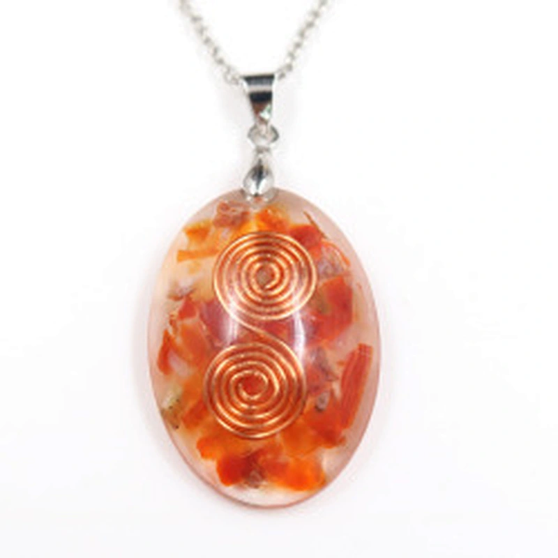 Wollet Natural Crystal Organ Double Spiral Chakra Power Stone Pendant