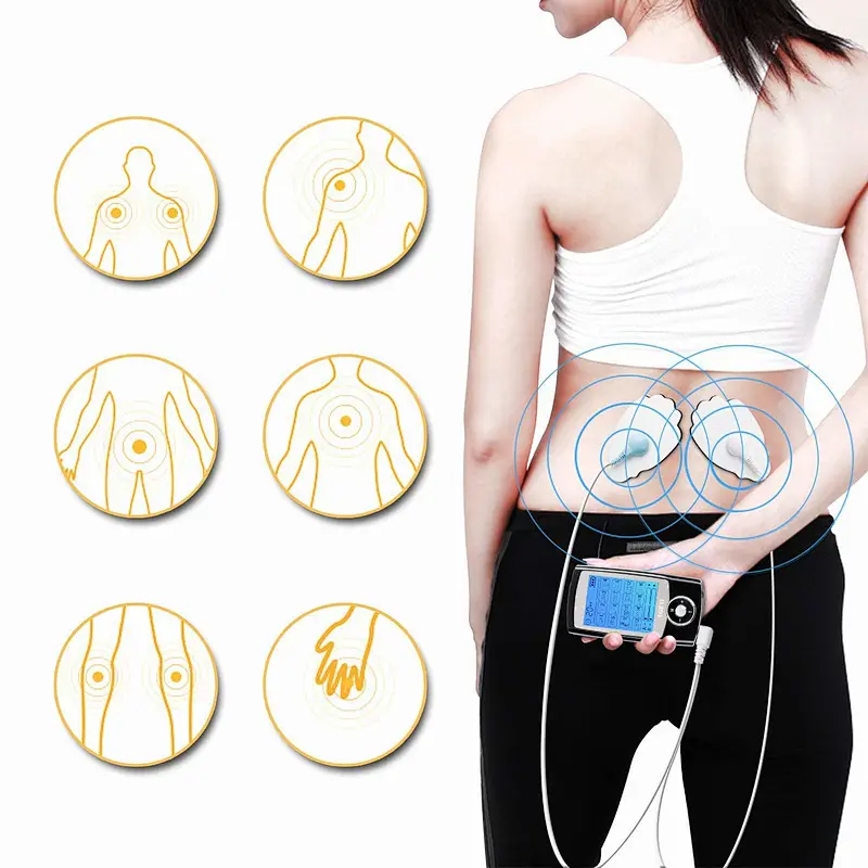 Wollet Tens Unit Machine Pulse Massage 16 Massage Modes Rechargeable Pain Relief Muscle Stimulator Massager with 4 Pads