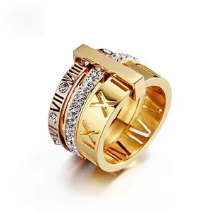 New style diamond Roman letter two-color fashion atmosphere women ring