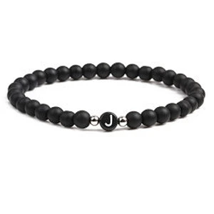 Wollet fashion black small natural lava rock stone bead bracelet