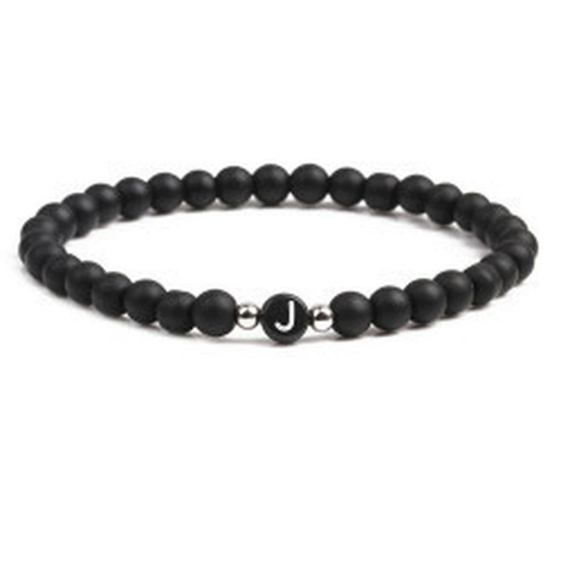 Wollet fashion black small natural lava rock stone bead bracelet